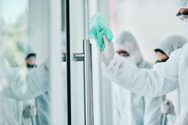 Cleaning validation process is performed by building maintenance workers.